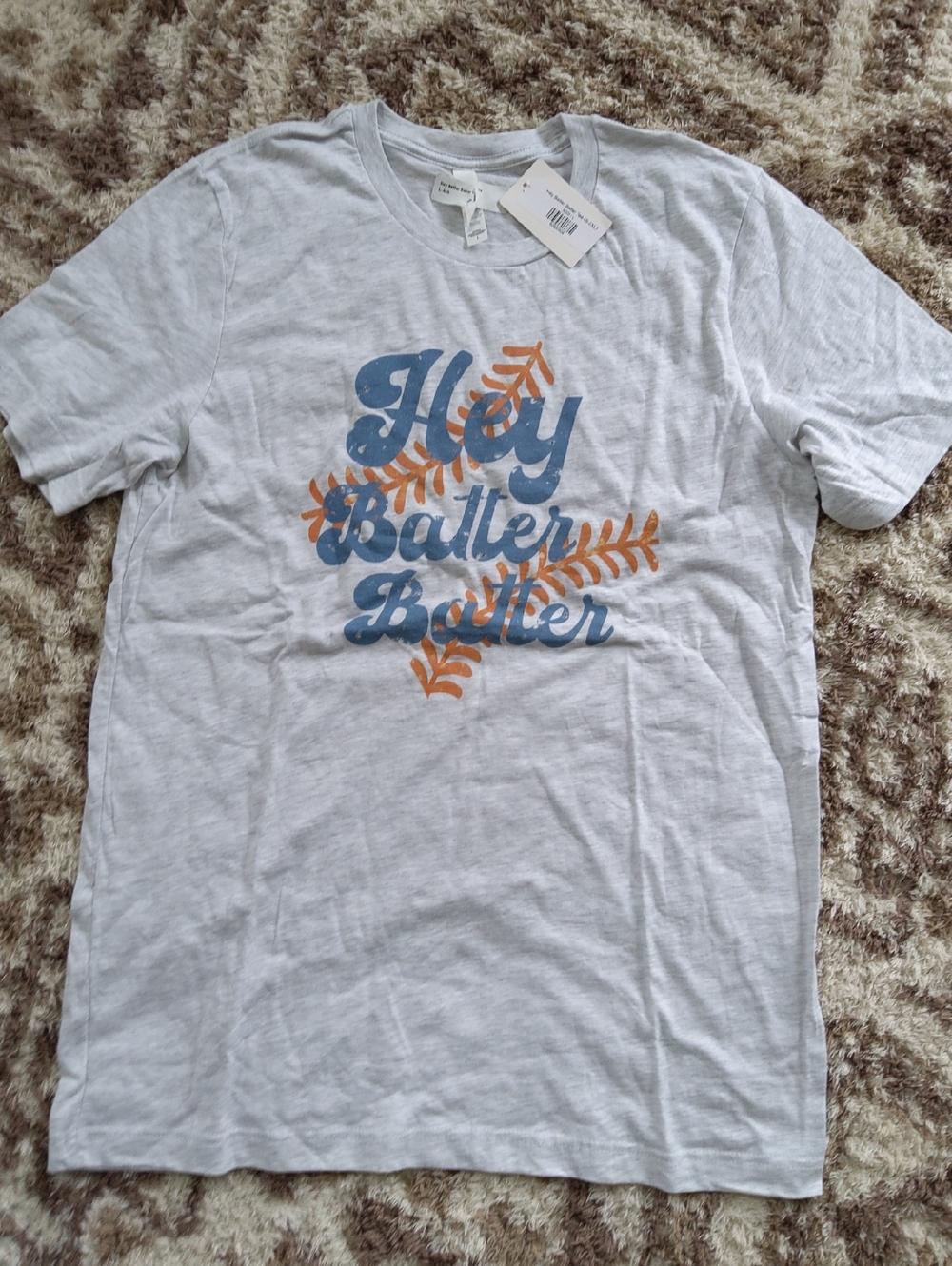 Bella Canvas Light Gray Graphic Tee with Blue and Orange Print